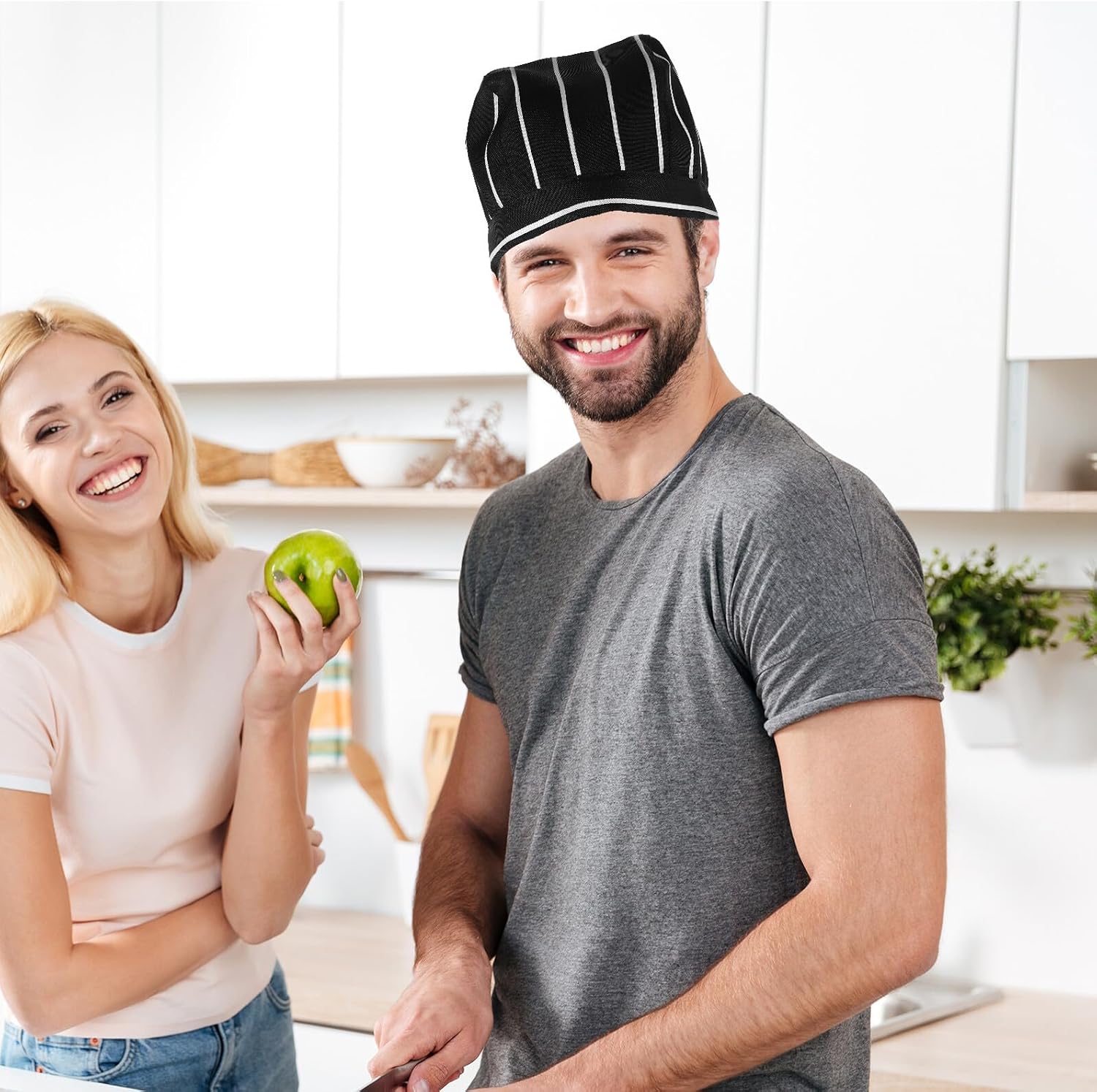 Hemoton 6pcs Unisex Japanese Chef Pirate Hat Quick-Dry Kitchen Head Wrap Adjustable Cooking Cap for Restaurant Food Service Staff Black White Striped