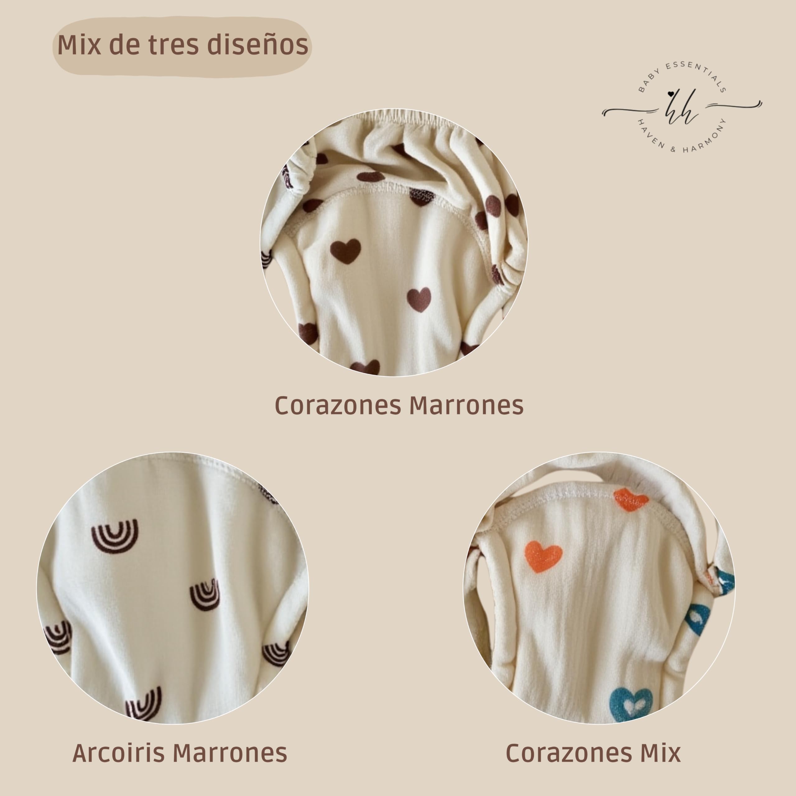 Lot de 3 couches réutilisables pour bébé - Couches écologiques avec ceinture élastique - Lavables et respirantes - Idéales pour une utilisation sur les couches jetables - Mélange de couleurs (neutres