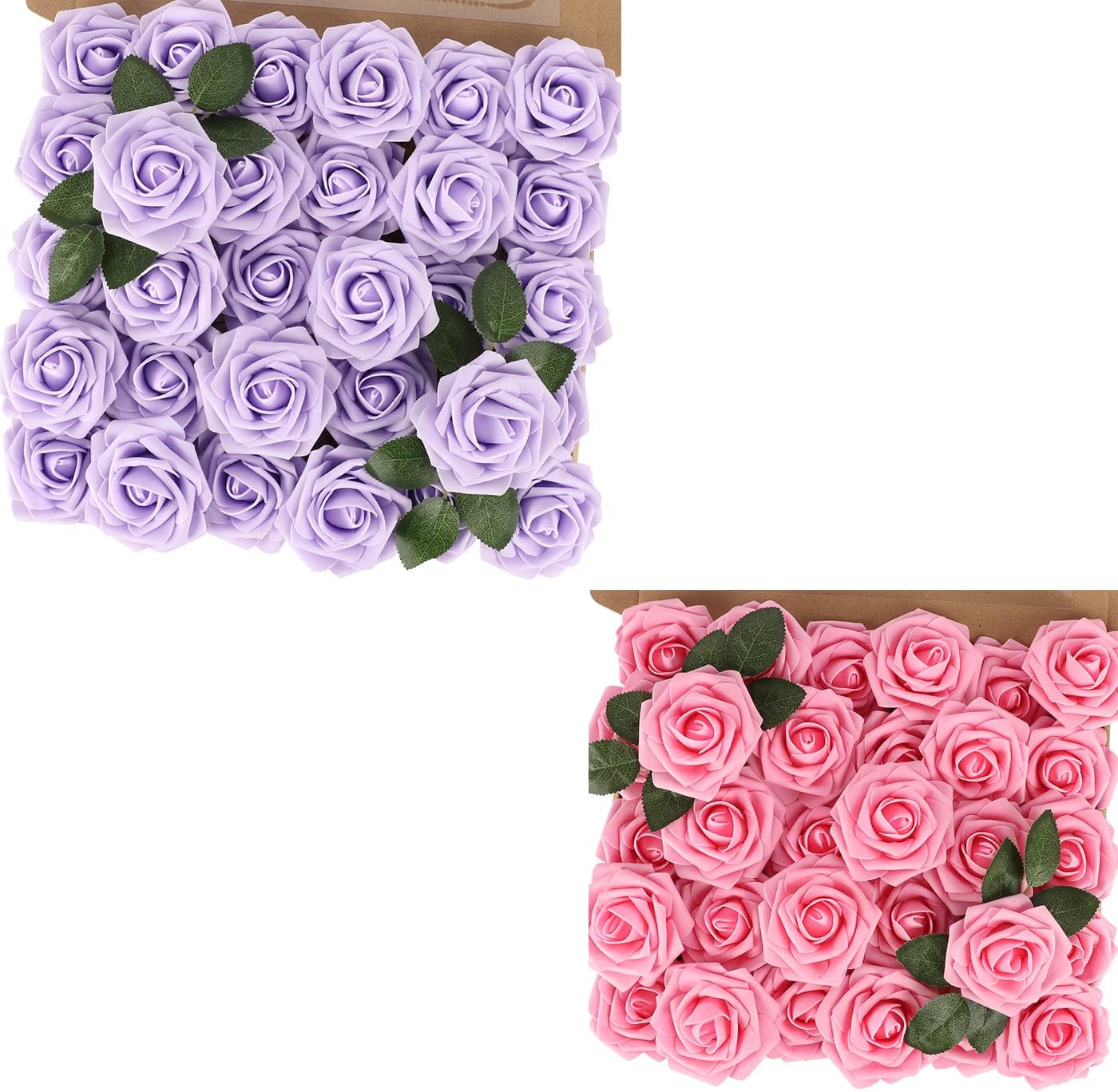 MACTING Artificial Rose Flowers, Real Touch for DIY, Bouquets, Wedding Party, Baby Shower, Home, Christmas Tree Decoration, 60 Pieces