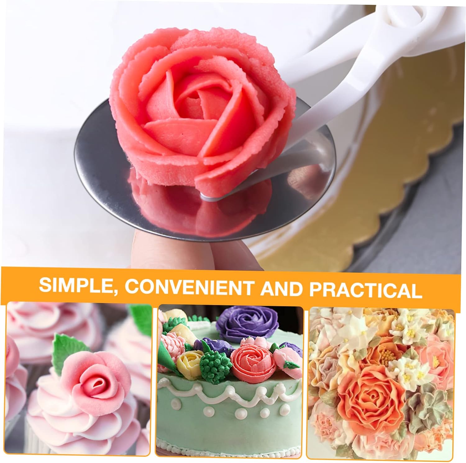 Mobestech 5 Sets Cake Decorating Supplies Kit Flower Nails with Holders for Icing Flowers for DIY Cake Decoration