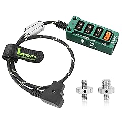 12V Regulated Surge Protection Metal P-Tap D-Tap Splitter with ON/Off Switch for ARRI|RED|Sony|DJI|TILTA |SmallRig|V-Mount|Gold-Mount, 1/4"-20 Screw Threads-Braided Kevlar Cable 17.7 inches(Green)