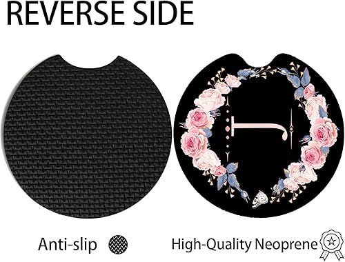 Vista 4 de 2 posavasos de neopreno universales absorbentes con muesca para dedo, accesorios de automóvil para interiores de mujeres y hombres, 2.75 pulgadas