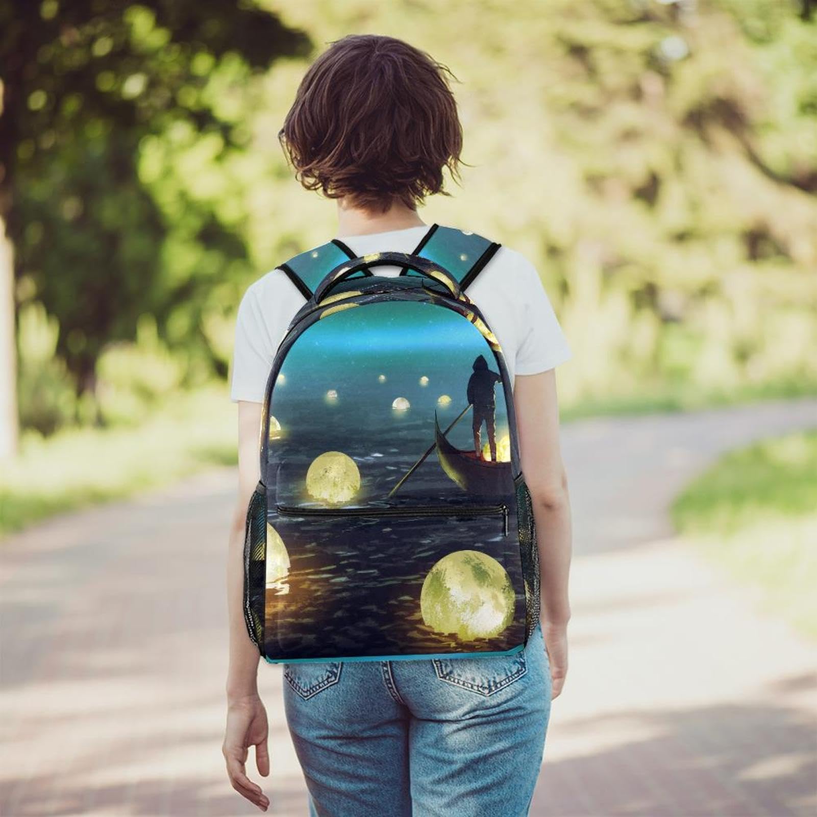 Zaino scolastico per uomini e donne, borsa da viaggio per laptop Starlight, zaino leggero per università, zaino casual per libri