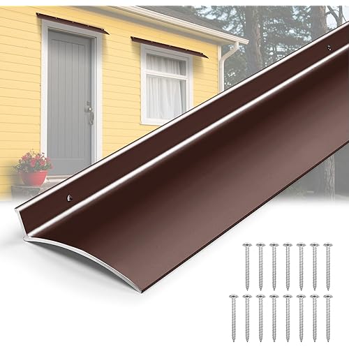 3PCS 51Inch Brown Door Rain Drip Guard for Windows Drip Cap Rain Deflector Anodized Aluminum Easy to Install