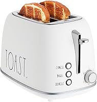 Vista 14 de Rae Dunn Tostadora de pan redonda retro, tostadora de 2 rebanadas de acero inoxidable con bandeja de migas extraíble, ranura ancha con 6 niveles