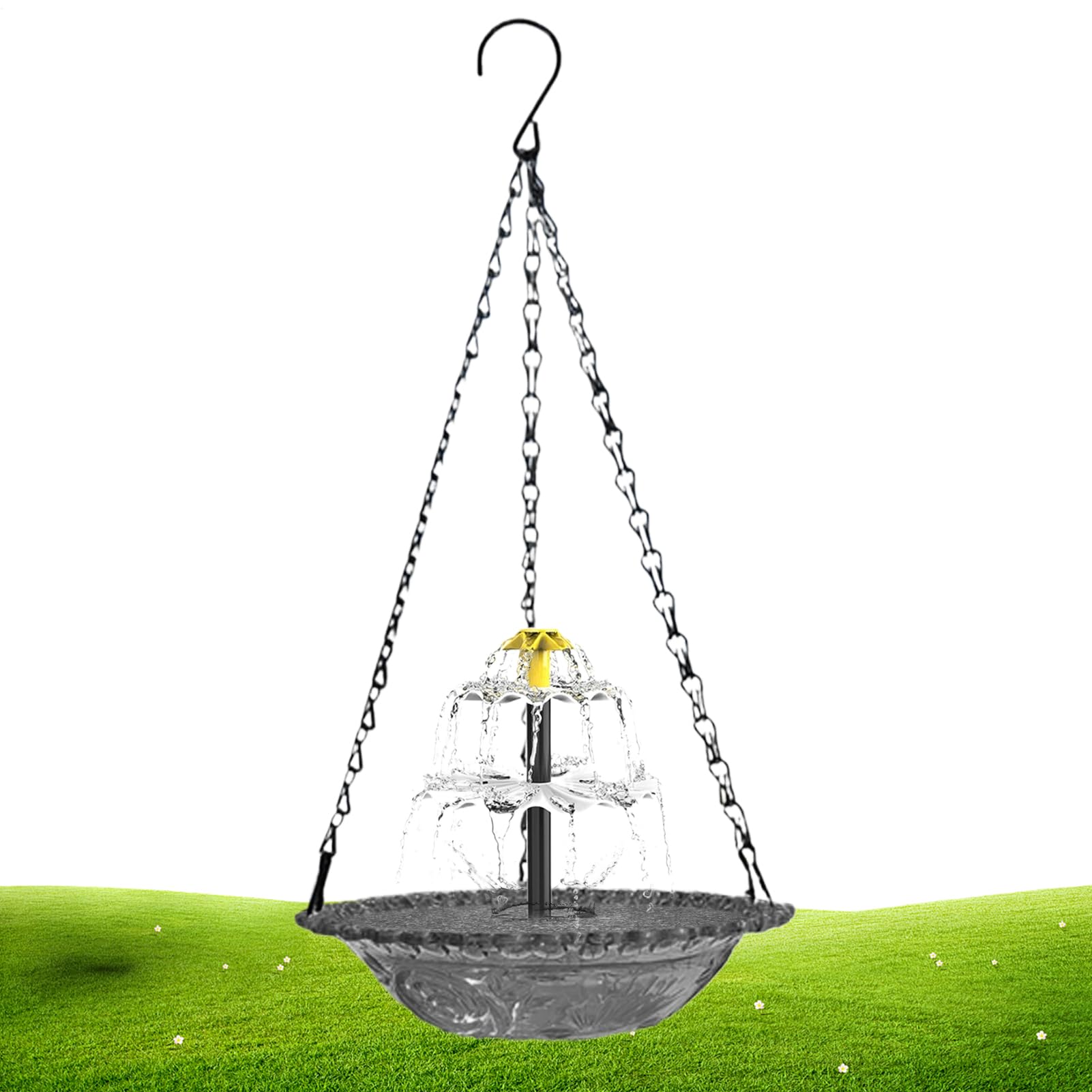 Fuente solar para pájaros exterior con cascada decorativa resistente
