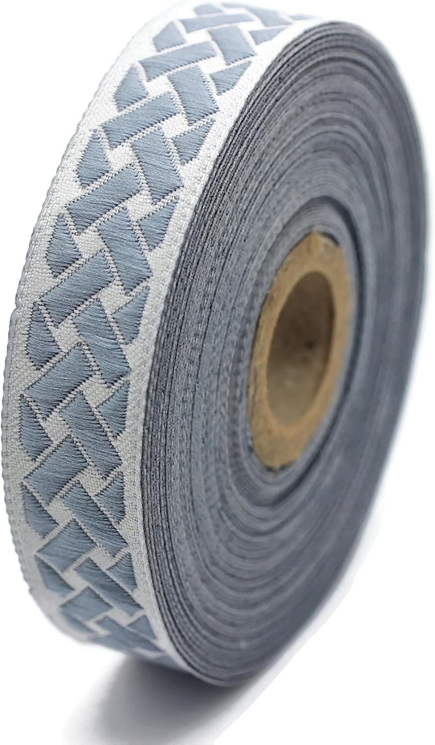10.9 Yards Spool 0.79" Wide Blue & Light Gray Knot Jacquard Ribbon Geometric Trim Woven Border Craft Supplies 20274 V5