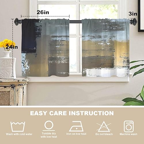 Miniatura 670 de Cenefas de cocina modernas con patrón de cobre marrón dorado para ventanas, cenefas opacas abstractas de marcas de arañazos y cortinas opacas