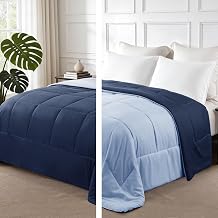 Exclusivo Mezcla 7.5 Tog King Size Duvet All Seasons, Ultra Soft Reversible Coverless Duvet, Lightweight Down Alternative Comforter, 230x220 cm Navy/Blue
