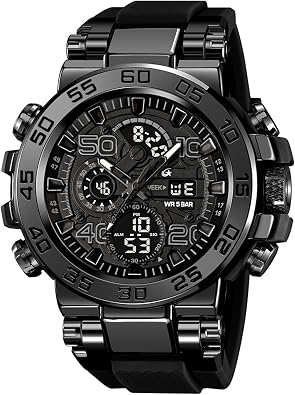findtime Mens Watch Sport Military Watches Colorful Waterproof Digital Analog Watch Tactical Outdoor Big Face Wrist Watches Dual Time LED Luminous Alarm Stopwatch Relojes para Hombres