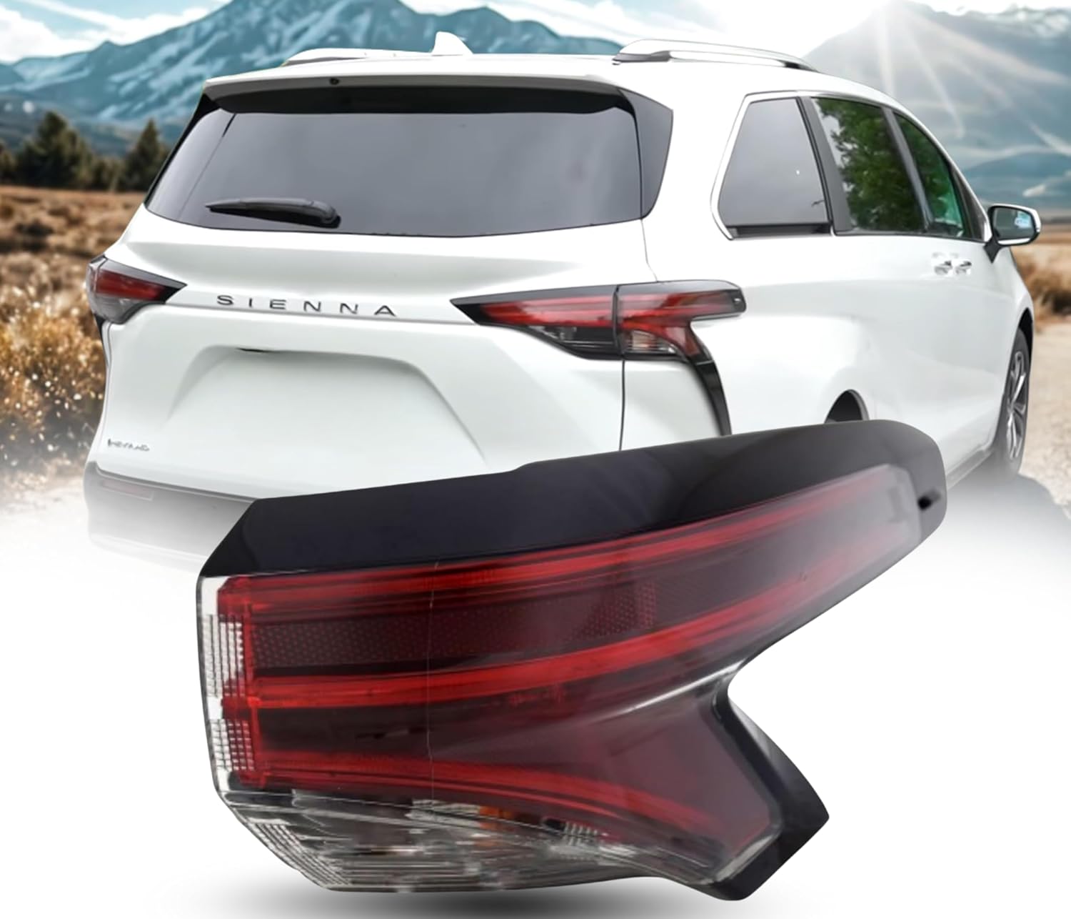 Replacement for Toyota 2021-2025 Sienna Limited/XSE/Platinum Mini Passenger Van LED Tail Light Assembly Right/Passenger Side Outer, 81550-08091 / TO2805161