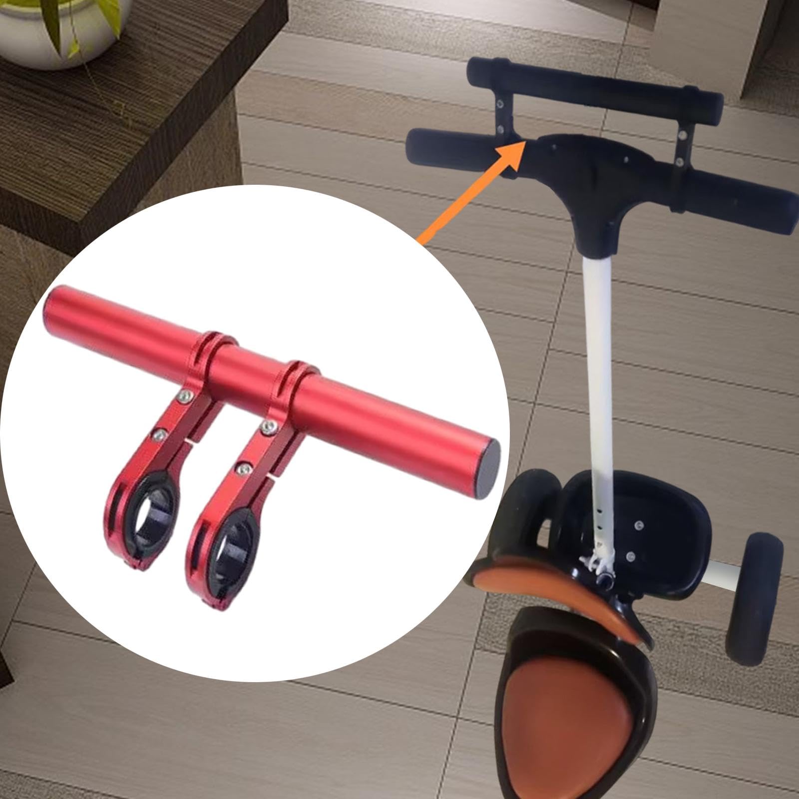Barre D'Extension de Guidon de Poussette Extension D'Accoudoir Remplacement Facile à Installer Alliage D'Aluminium pour Promenade Sortie Maison Parent, Rouge