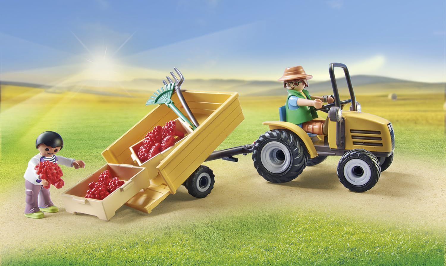 PLAYMOBIL Country 71442 Traktor z przyczepą i zbiornikiem na wodę, świeże zbiory w gospodarstwie rolnym, nauka o środowisku. Zabawne odgrywanie ról, zabawki dla dzieci w wieku od 4 roku życia