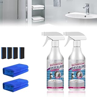 2Pcs Bathroom Descaler Foam Cleaner,Stubborn Stains Cleaners,Bathrooms Descaler Cleaners, Powerful Descaling Cleaning Agent for Stubborn Stains, Bathtub, Glass & Multipurpose Bathroom Surfaces