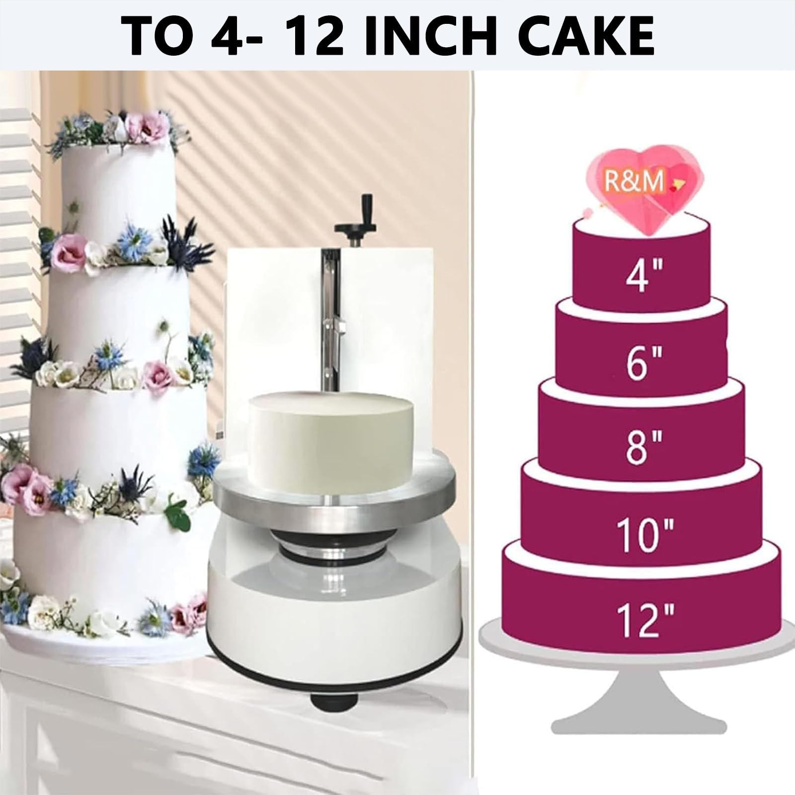 Macchina elettrica per decorare torte da 200 W, semiautomatica per glassa e spalmatrice per torte, adatta per torte da 10-30 cm, strumento efficiente per l'applicazione della crema