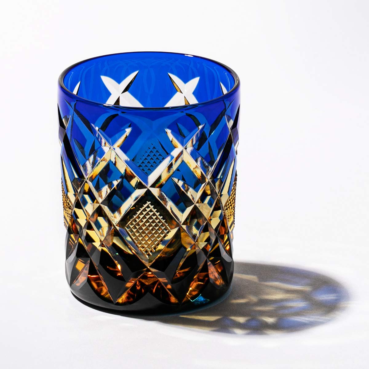 Amazon | 【 太武朗工房 公式 直販 】クリスタル江戸切子 矢来魚子紋