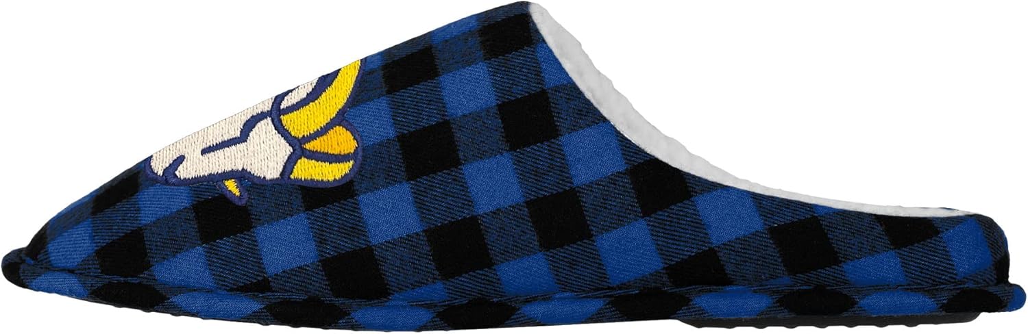 FOCO Men'sNFL Sherpa Lined Buffalo Check Memory Foam Slippers - Image 2