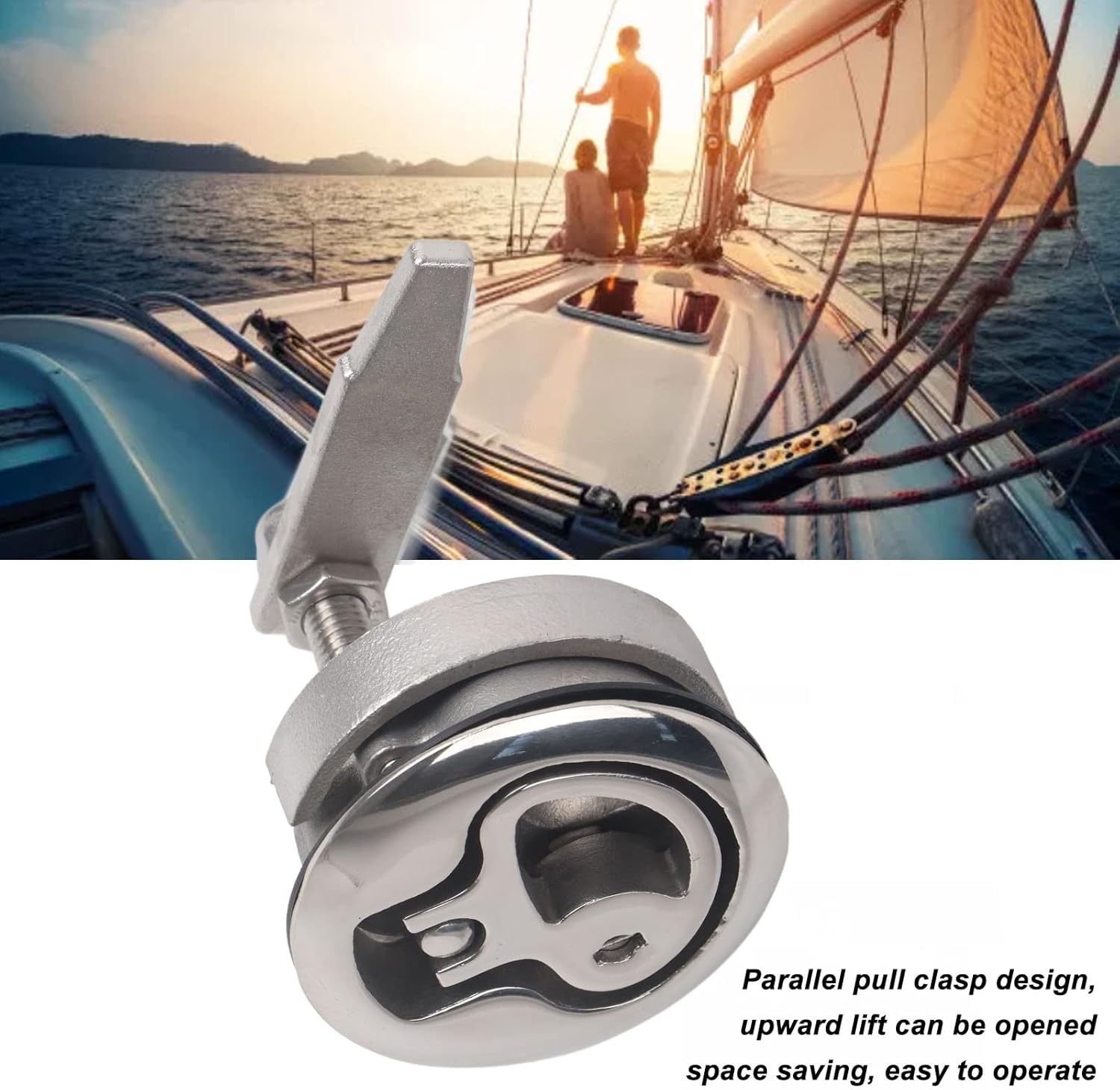 Stainless Steel Boat Cam Latch | Flush Pull Deck Slam Latch for Marine/RV/Hatch | Parallel Clasp Design, Security Feature & Sturdy