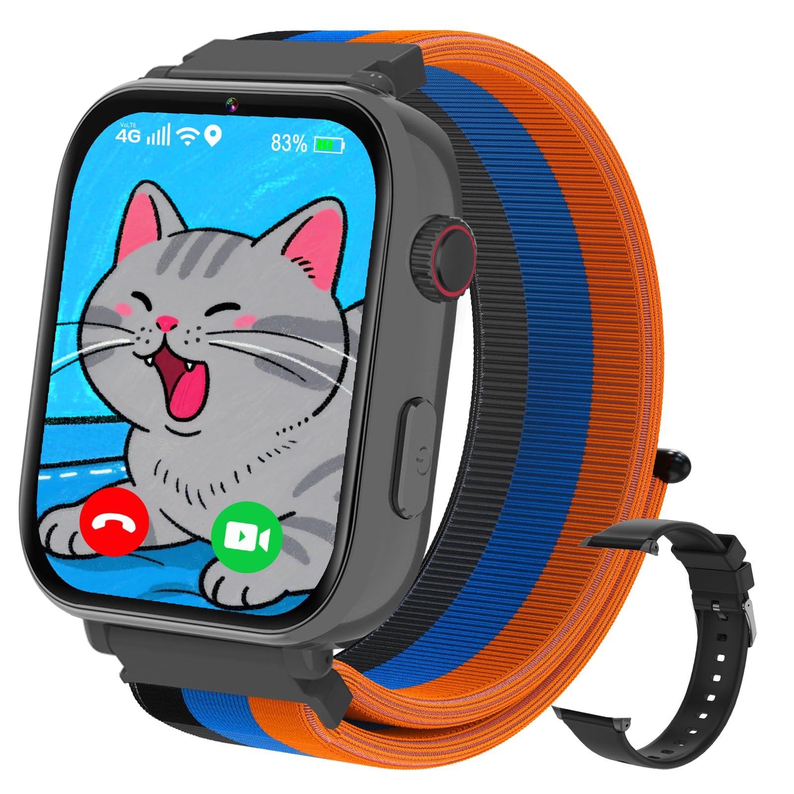 PTHTECHUS Smartwatch für Kinder, 4G GPS Kinder Smartwatch Uhr Telefon Video und Voice Smart Familienchat SMS WiFi, SOS Sport Schrittzähler Spiele, Kindergeschenke Armbanduhr Uhr für ab 4 Jahren