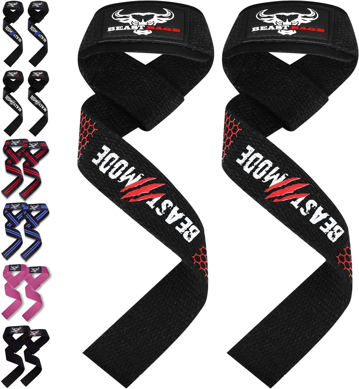 BEAST RAGE Weight Lifting Straps: RNV Gym Workout Support | Lifting straps for gym | wrist supporter for gym | deadlift strap | gym accessories | gym straps | gym hand belt | (Weightlifting-BRbr-4)