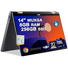 Acer Chromebook Plus Spin 714 2-in-1 Laptop | 14" WUXGA IPS Touchscreen 100% sRGB | Intel 8-core Ultra 5 115U | 8GB DDR5 256GB SSD | Backlit Type-c Long-Lasting Battery w/DLCA Accessory Google AI
