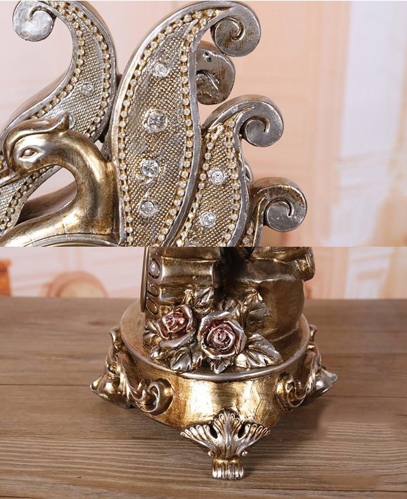 Retro Mantel/Mantle Rhythm Quartz Clock Living Room swan Desk Shelf Clocks Decoration (Color : Bronze)