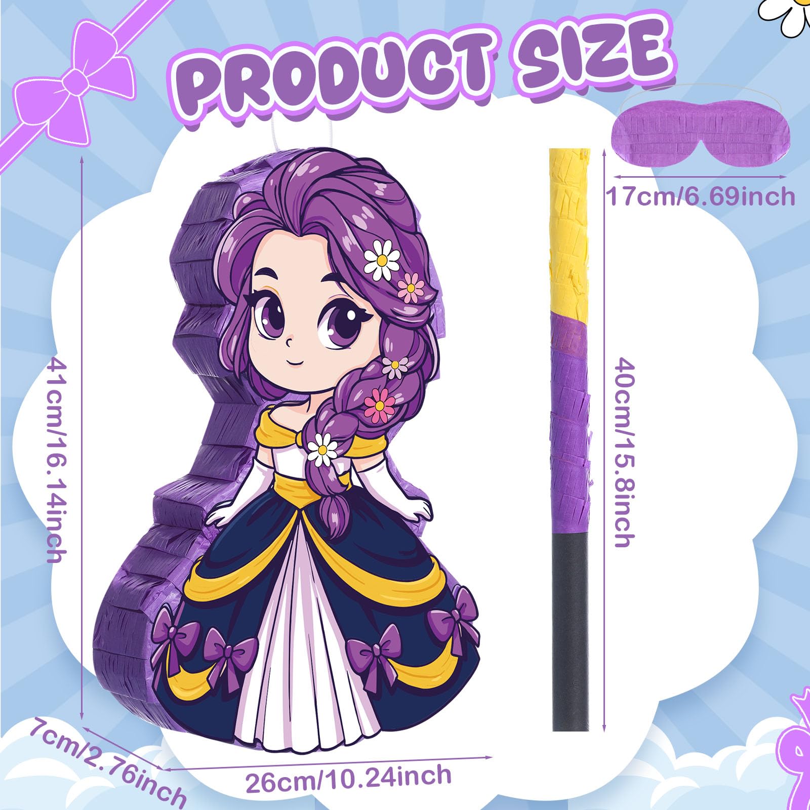 Threan Kpop - Piñata con temática de K-pop, piñata de cumpleaños musical con venda para los ojos, murciélago, palo de música, suministros de fiesta para niñas, suministros de fiesta de cumpleaños