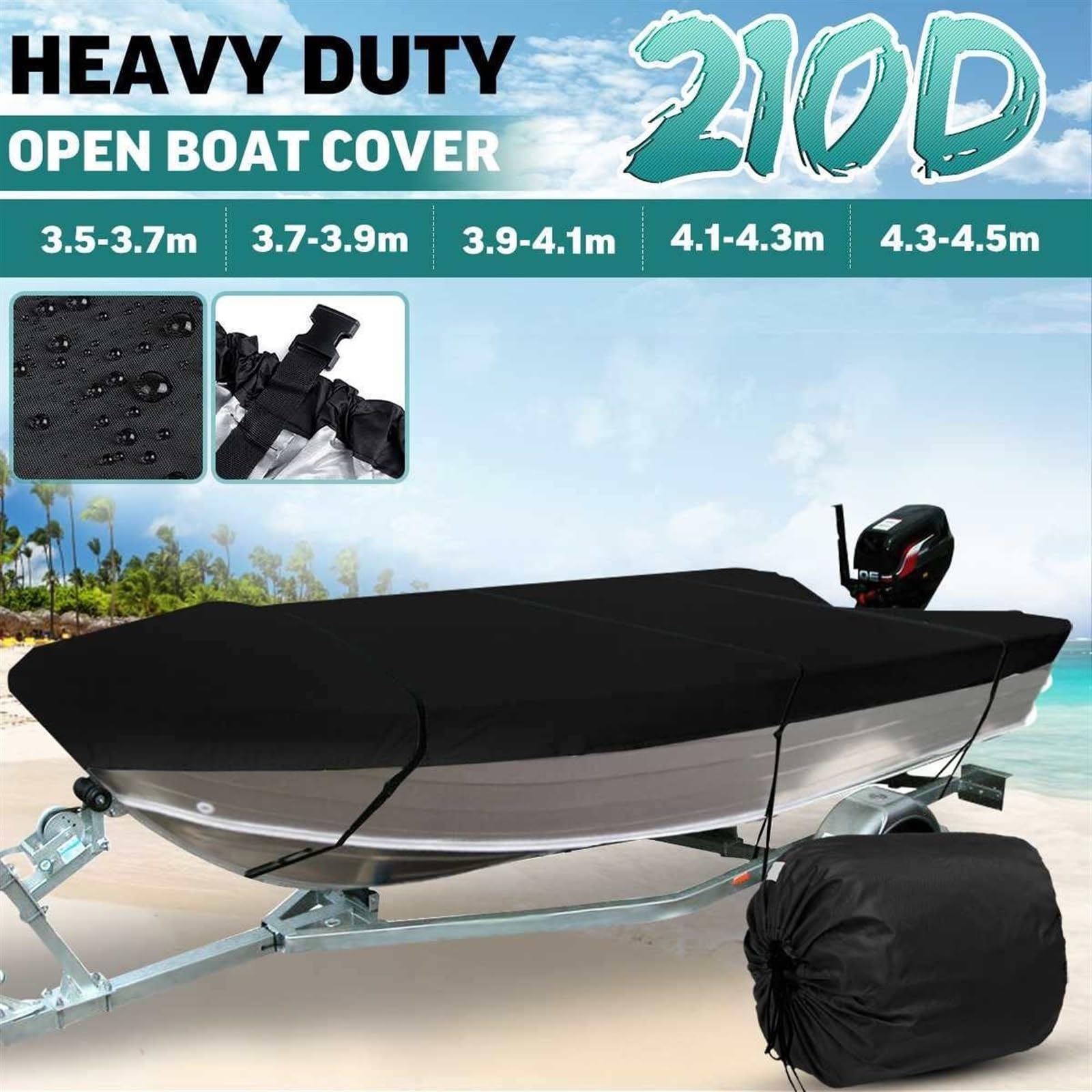Bootsplane,Bootspersenning Bootsabdeckung,Wasserdicht Schutz Cover Schwarz,V-Rumpf Boat Cover,Gewebe Staub Schutz Persenning Bootsplane,Mit Aufbewahrungstasche für Ruderboot, Angelboot. (450x215cm)