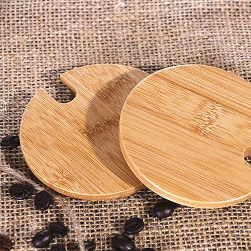 Miniatura 2 de Vosarea Posavasos 2 unids tapa de bambú para taza taza de bambú taza posavasos tazón posavasos redondo cerámica olla de madera tapa de la taza de