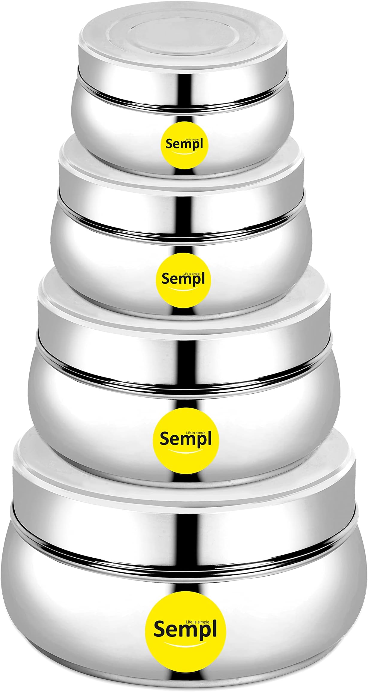 Sempl 4pcs Balley Storage Container with Stainless Steel Lid Size:- 10,12,14 & 16cm