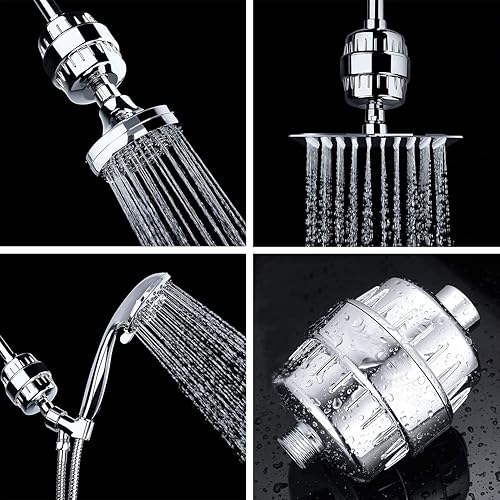 Miniatura 7 de Filtro de ducha de 20 etapas, elimina el cloro y el flúor, suaviza el agua, hidrata la piel, viene con dos cartuchos