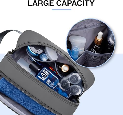 Miniatura 4 de BAGSMART Neceser de viaje para hombres, kit Dopp resistente al agua, bolsa de afeitar para accesorios de aseo personal, Negro Gris, BásicoOcio