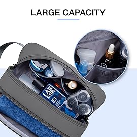BAGSMART Travel Toiletry Bag for Men, Dopp Kit Water Resistant Shaving Bag for Toiletries Accessories, Black Grey-Medium