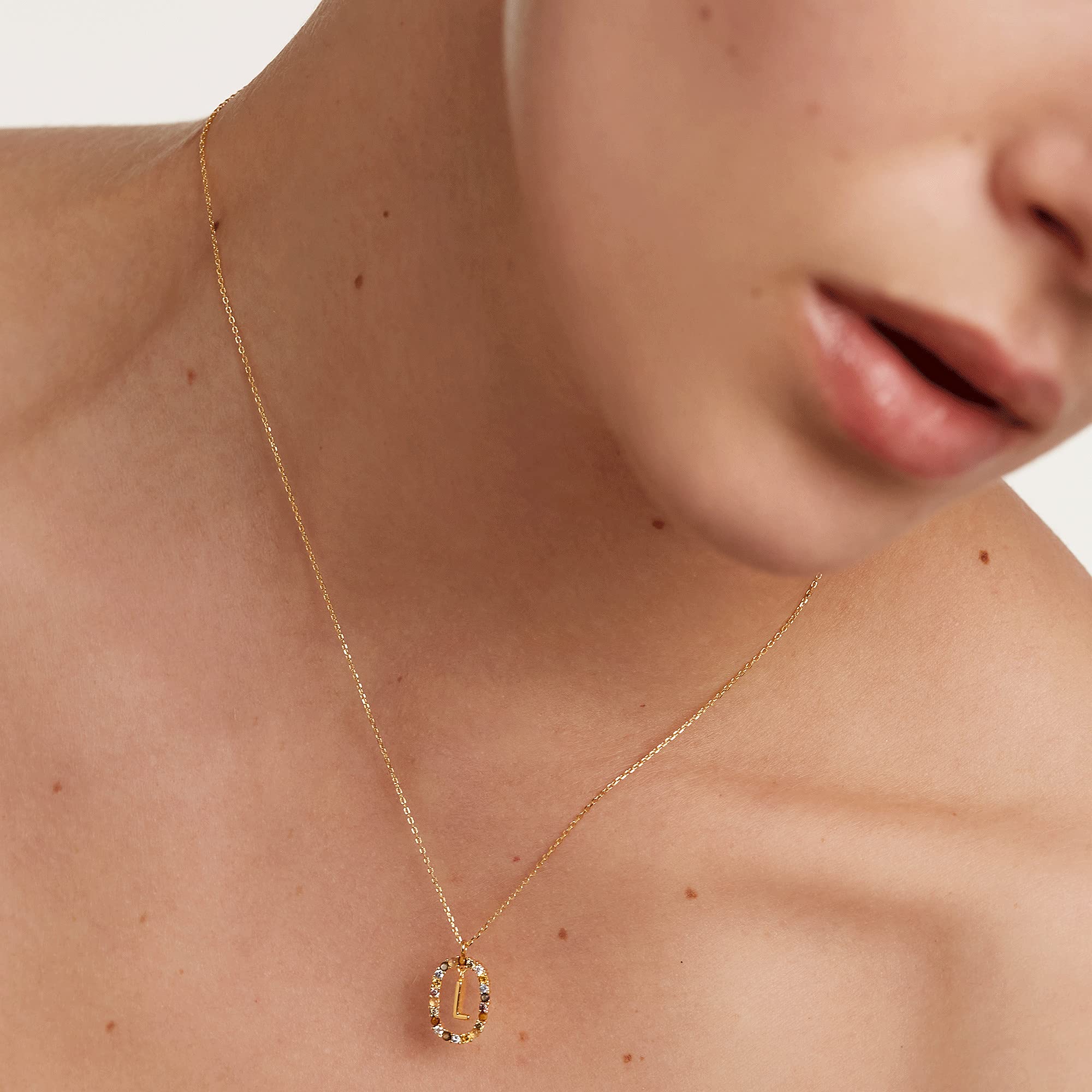 PDPAOLA - Collana con lettera L, in argento Sterling 925, placcato oro 18 carati, gioiello da donna