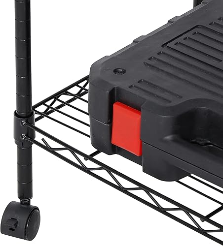 Miniatura 7 de ZenStyle Estantería ajustable de 3 niveles, estante de alambre de acero de grado comercial con ruedas de 3 pulgadas, estantes cromados de