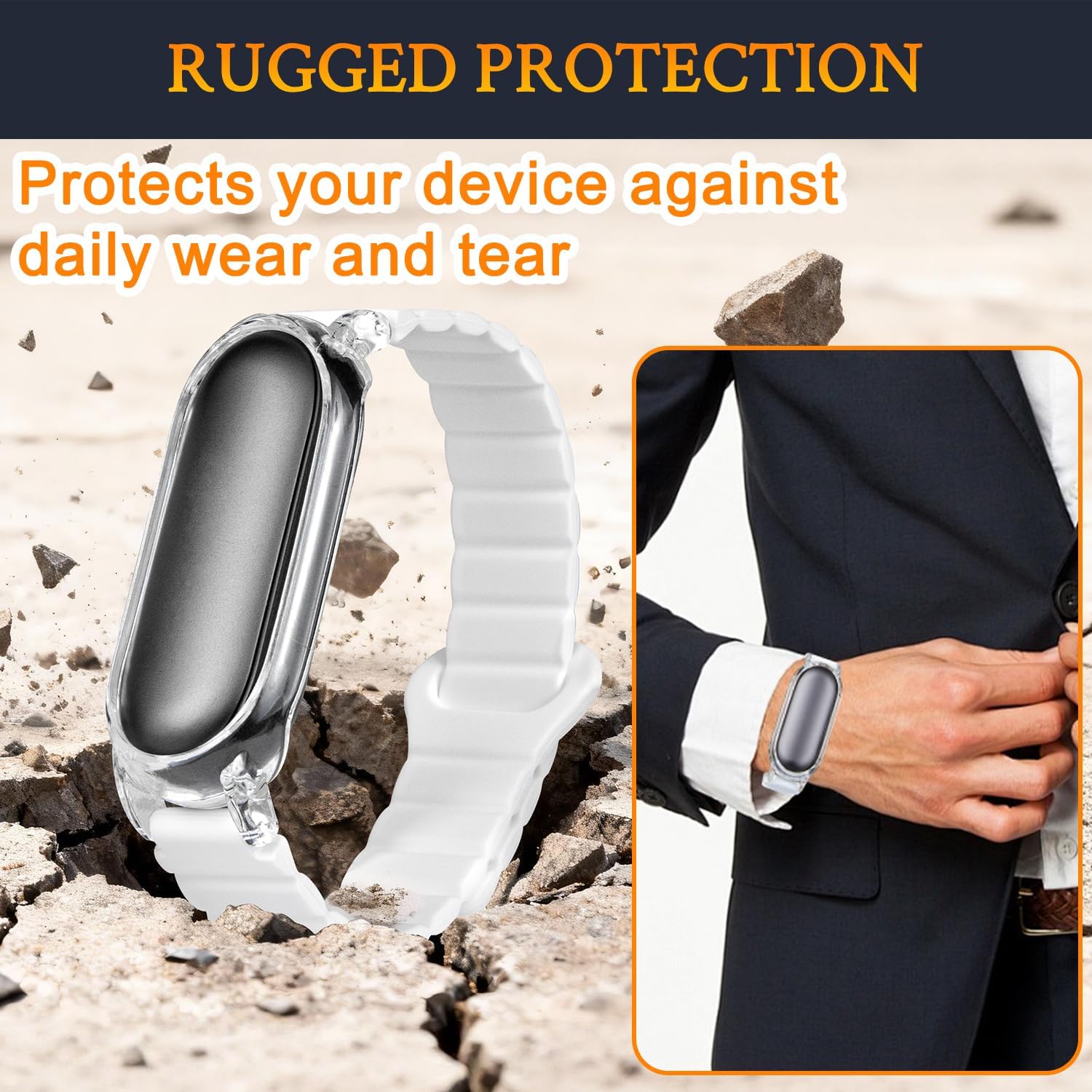 SOULWIT Wristband for Plaud NotePin/NotePin S AI Voice Recorder, Adjustable 5.9"–9.44", Comfortable Silicone Wrist Band Strap Accessory with Magnetic Closure - White