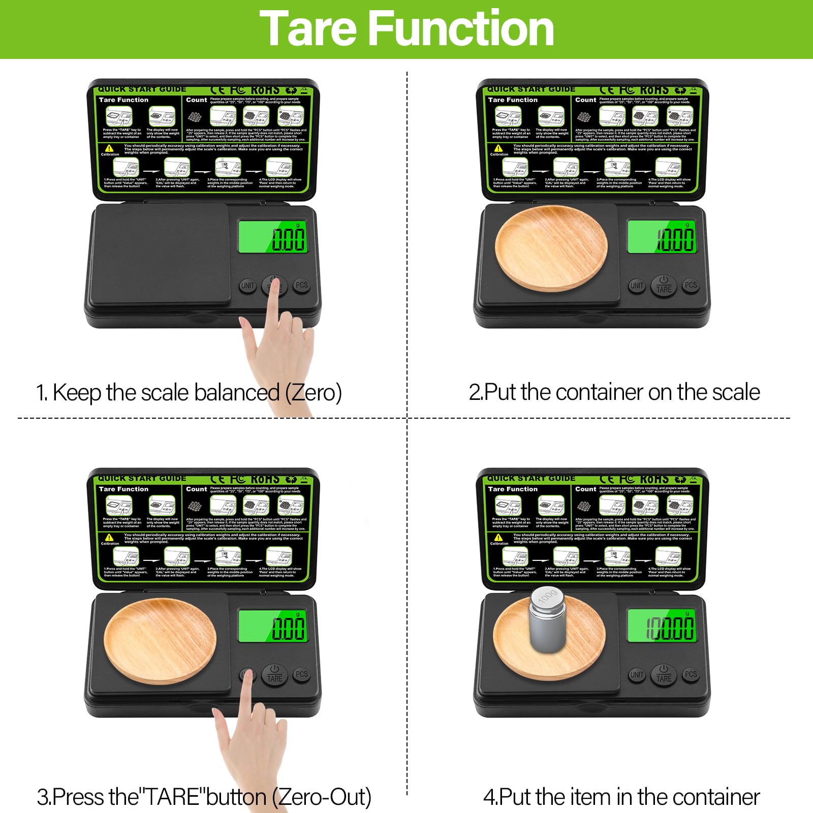 Balance de Précision 1000g/0.01g avec Écran LCD Rétroéclairé - Balance de Poche Numérique pour Bijoux et Cuisine, 7 Unités et Fonction de Tare