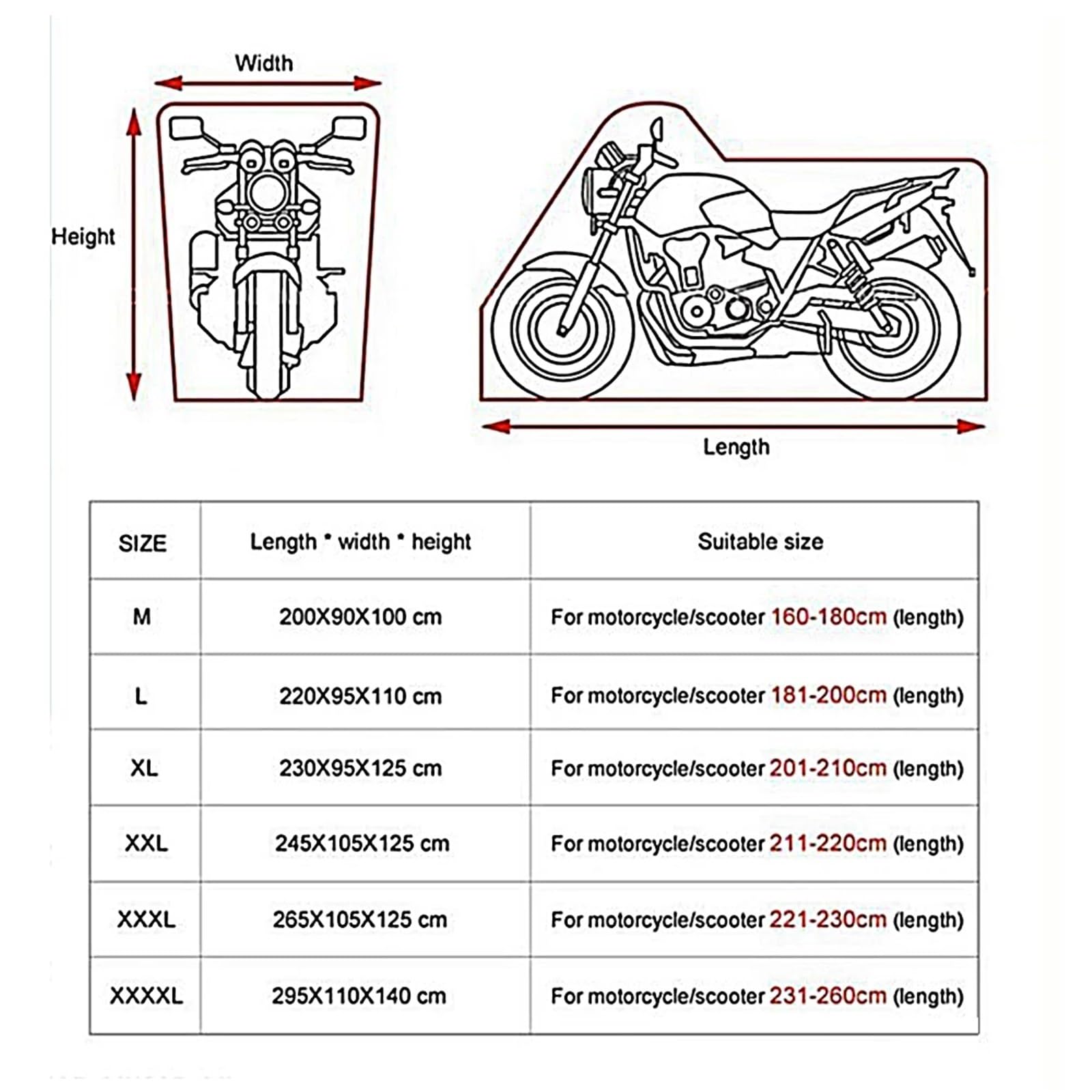 Coprimoto in poliestere | Copertura da esterno M-4XL nera con foro di bloccaggio(3XL)