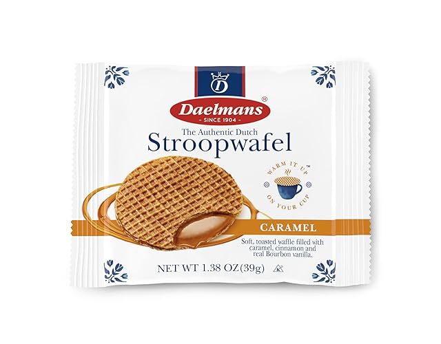 Daelmans Stroopwafel Caramel - The Original Stroopwafels, Toasted Dutch Waffle Cookies with a Creamy & Buttery Filling, Made In Holland, Individually Wrapped - Caramel, 12 Count (Pack of 1) - Caramel - 12 Count (Pack of 1)