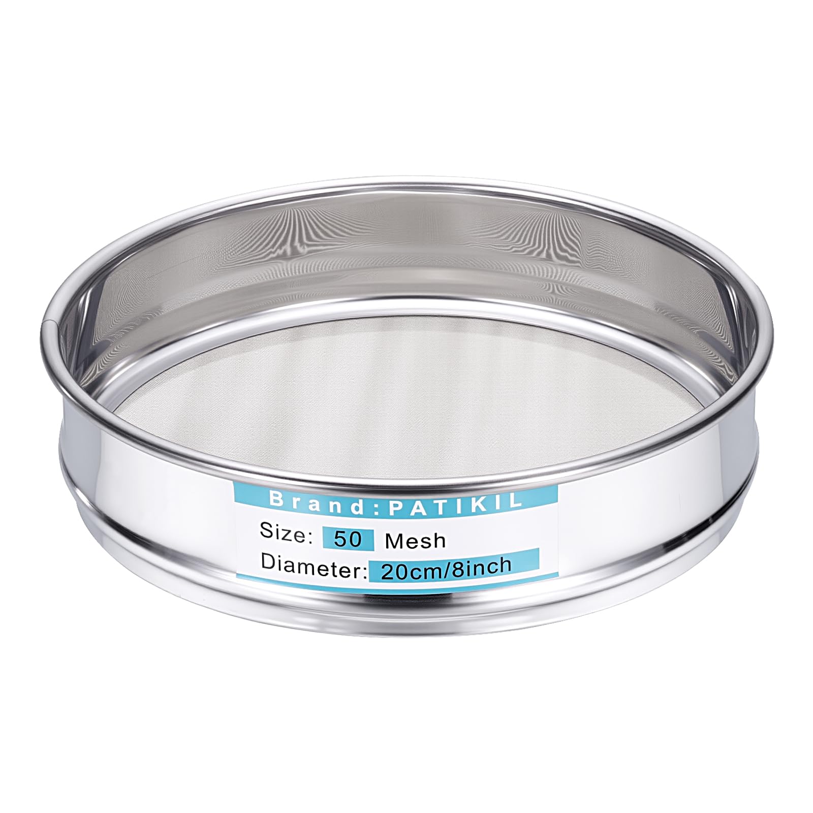 PATIKIL Tamis De 45 Mailles (0.4mm), Ecran De Tamisage 7.9"(20cm) Diamètre Toile Métallique 304 Acier Inoxydable Tamis Fin Pour Industriel Maison Tamisage Sec Tamis À Hash