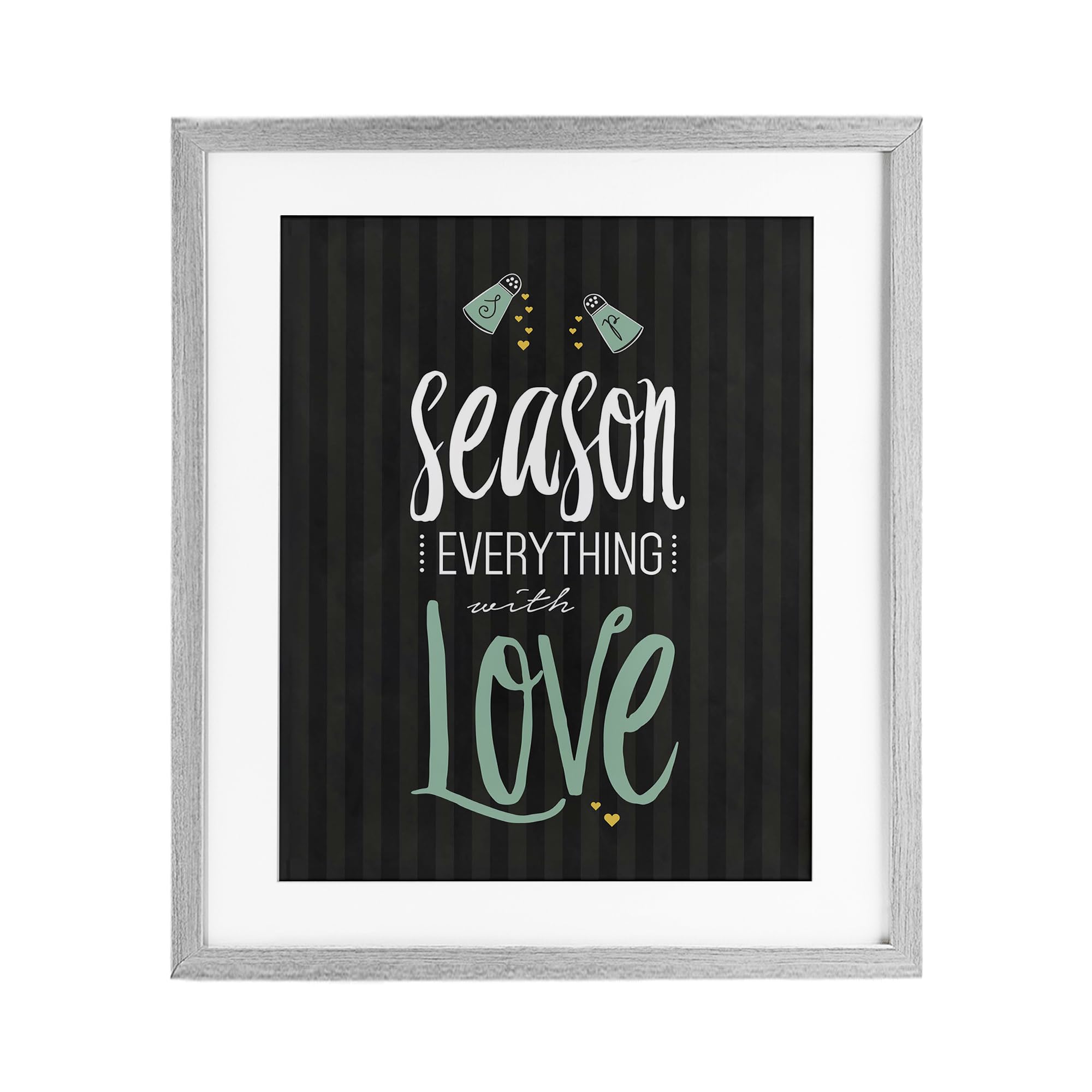 Cadre sous verre Season With Love noir et vert gris 40x33 cm