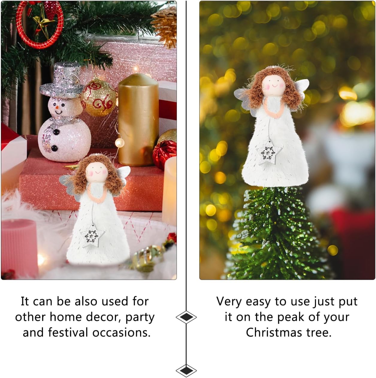 KESYOO Christmas Angel Tree Topper Small Angel Xmas Tree Decoration Lightweight for Indoor Holiday Festival Home Office - Image 7