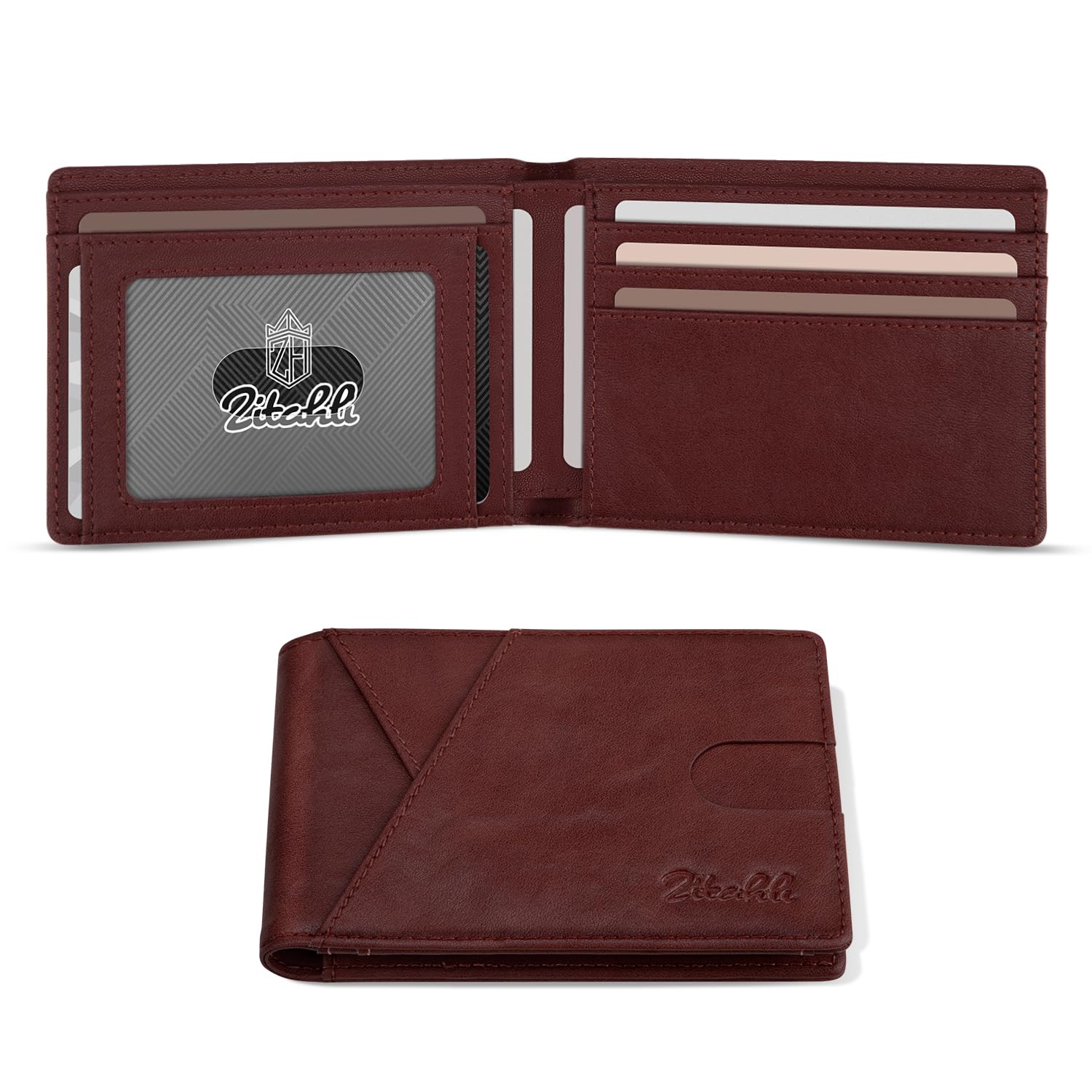 Zitahli Bifold Wallets for Men, Slim RFID Leather Card Holder Cash Pocket | Minimalist Front Pocket Design, Holds 11 Cards, RFID Protection, Gifts for Men on Birthdays, Father’s Day, and Christmas