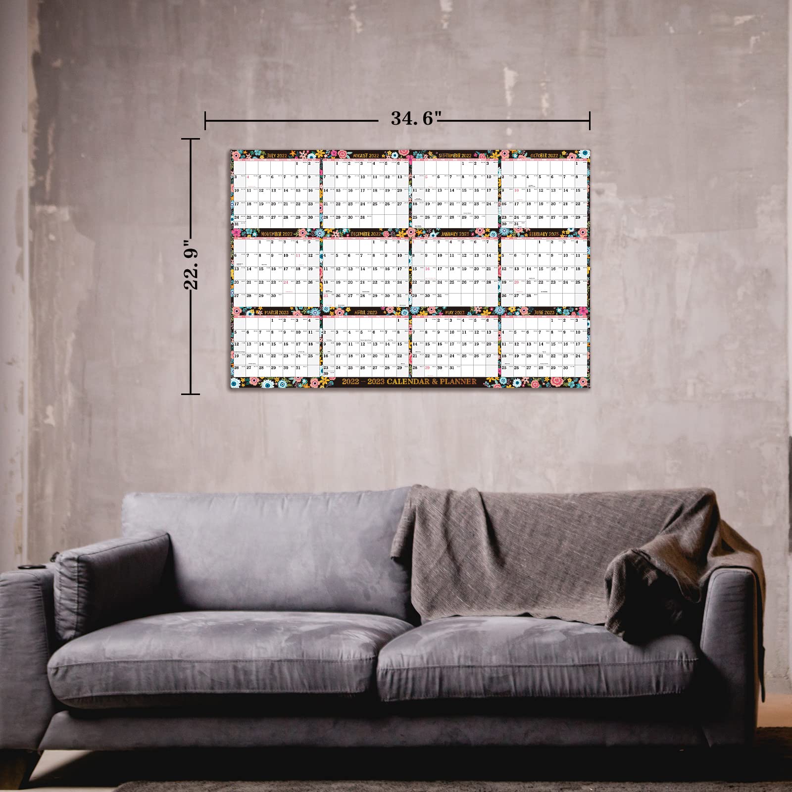 20222023 Yearly Wall Calendar 20222023 Dry Erase Calendar with