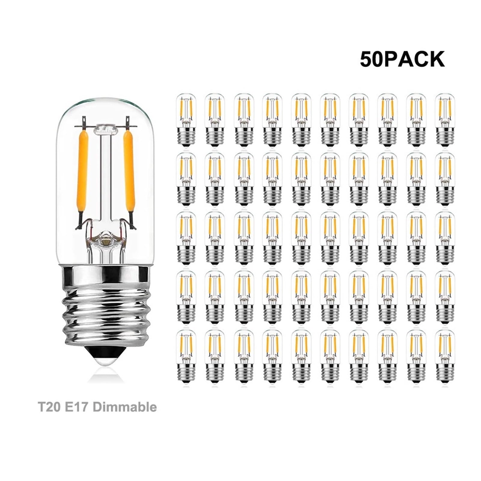 Bombillas LED Retro E17, 110 V, T20, 2 W, Regulables, tubulares, Tipo ampolla, lámpara de Sal, luz de Lava, Bombilla de filamento LED de Repuesto
