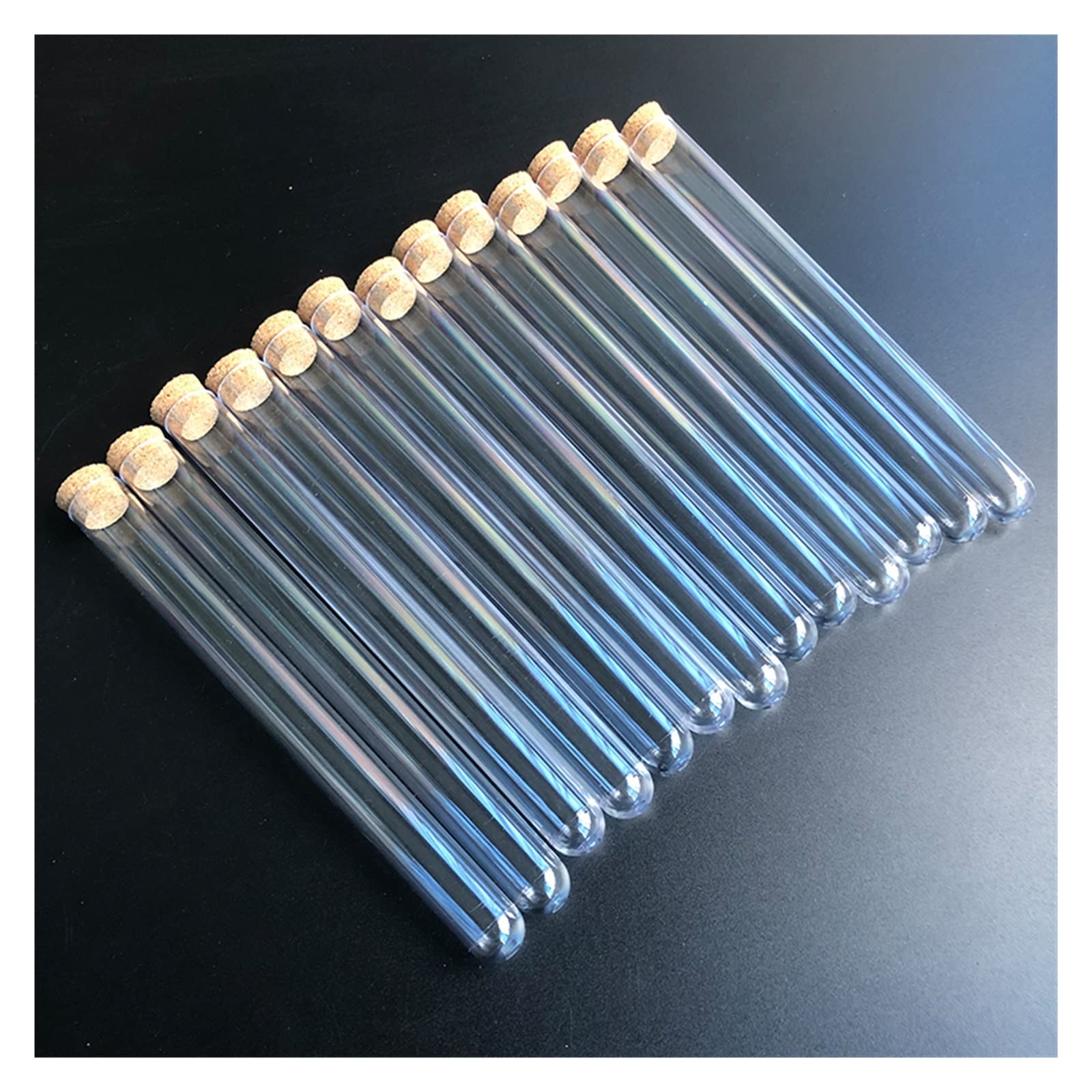 MENGKE 100 provette da laboratorio in plastica trasparente da 15 x 150 mm con tappi di sughero