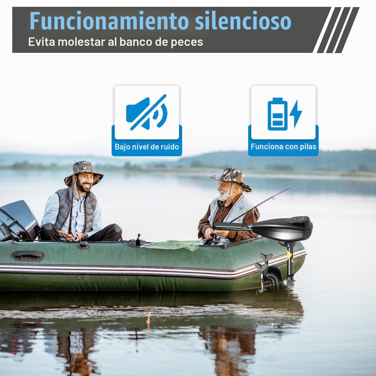 Motor fueraborda, 800 W, 12 V, motor eléctrico para barco, 80 LBS de empuje, fueraborda eléctrica de 1,2 CV con 5 marchas adelante y 3 marcha atrás, eje largo para lancha inflable con motor