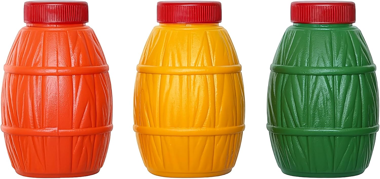 3 Pack Mexican Salt Jumbo Shakers - Barrel Shaped Salt Shakers Big Size - Saleros Mexicanos Grandes- Saleros de barril - Saleros Barrilito - Set de 3 - Assorted Colors