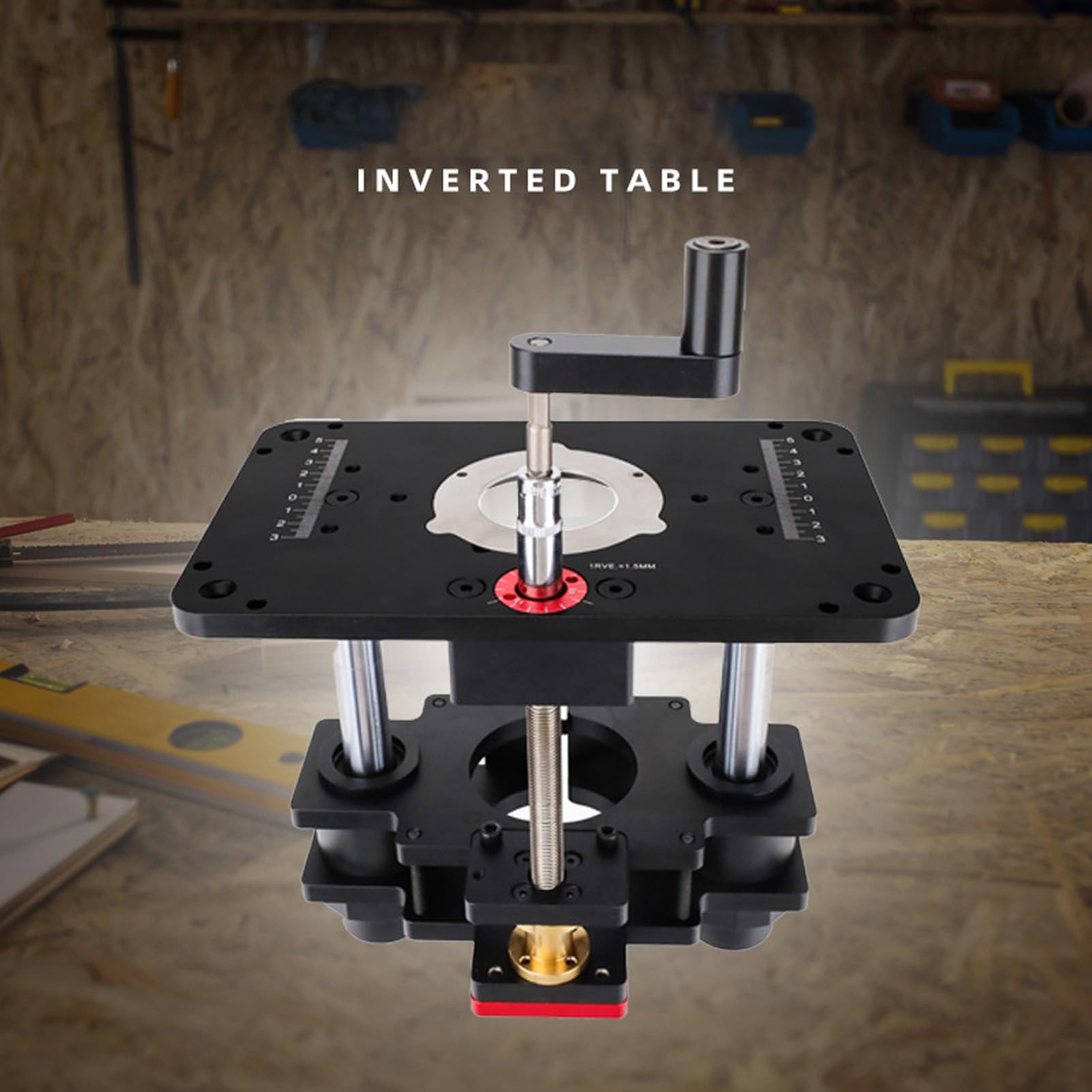 SEAFRONT Fresadora de Mesa Elevadora Invertida, de Elevación de Fresadora con Varilla de Acero Inoxidable para Recortadora de Bordes de 69 Mm de Diámetro, Mesa de Trabajo de 25 a 50 Mm