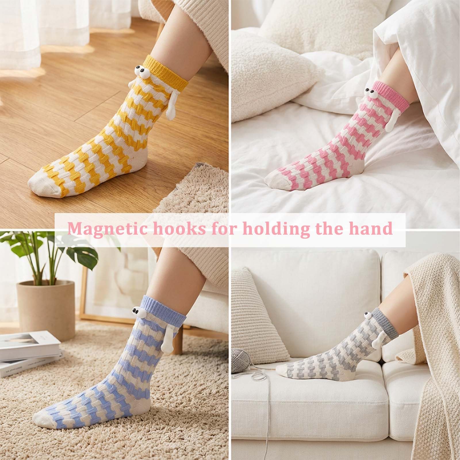 5 pares de calcetines magnéticos divertidos,Mediano Tubo Calcetines, calcetines 3d mano en la mano para mujeres hombres, par unisex divertido con las manos, calcetines para pareja
